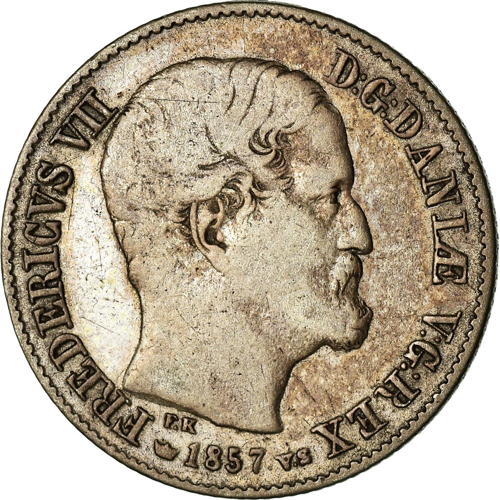Moneta, Danimarca, Frederik VII, 16 Skilling Rigsmont, 1857, Copenhagen, MB+