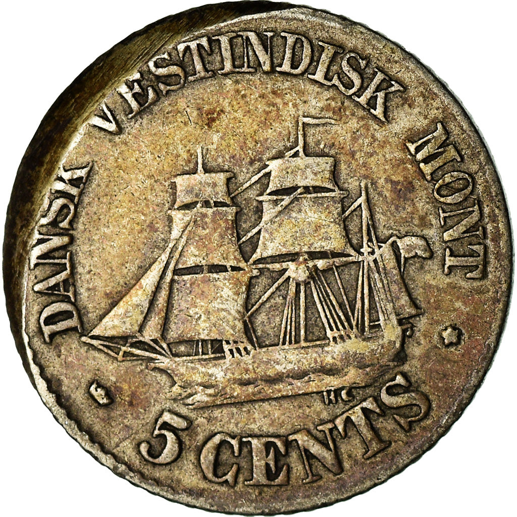 Moneta, Indie occidentali danesi, Frederik VII, 5 Cents, 1859, Copenhagen, MB