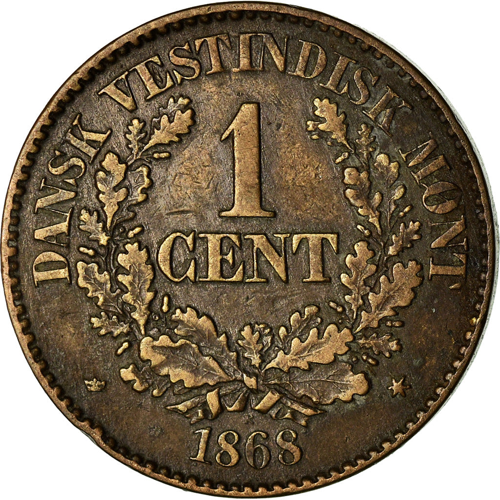 Coin, Danish West Indies, Christian IX, Cent, 1868, Copenhagen, VF(30-35)