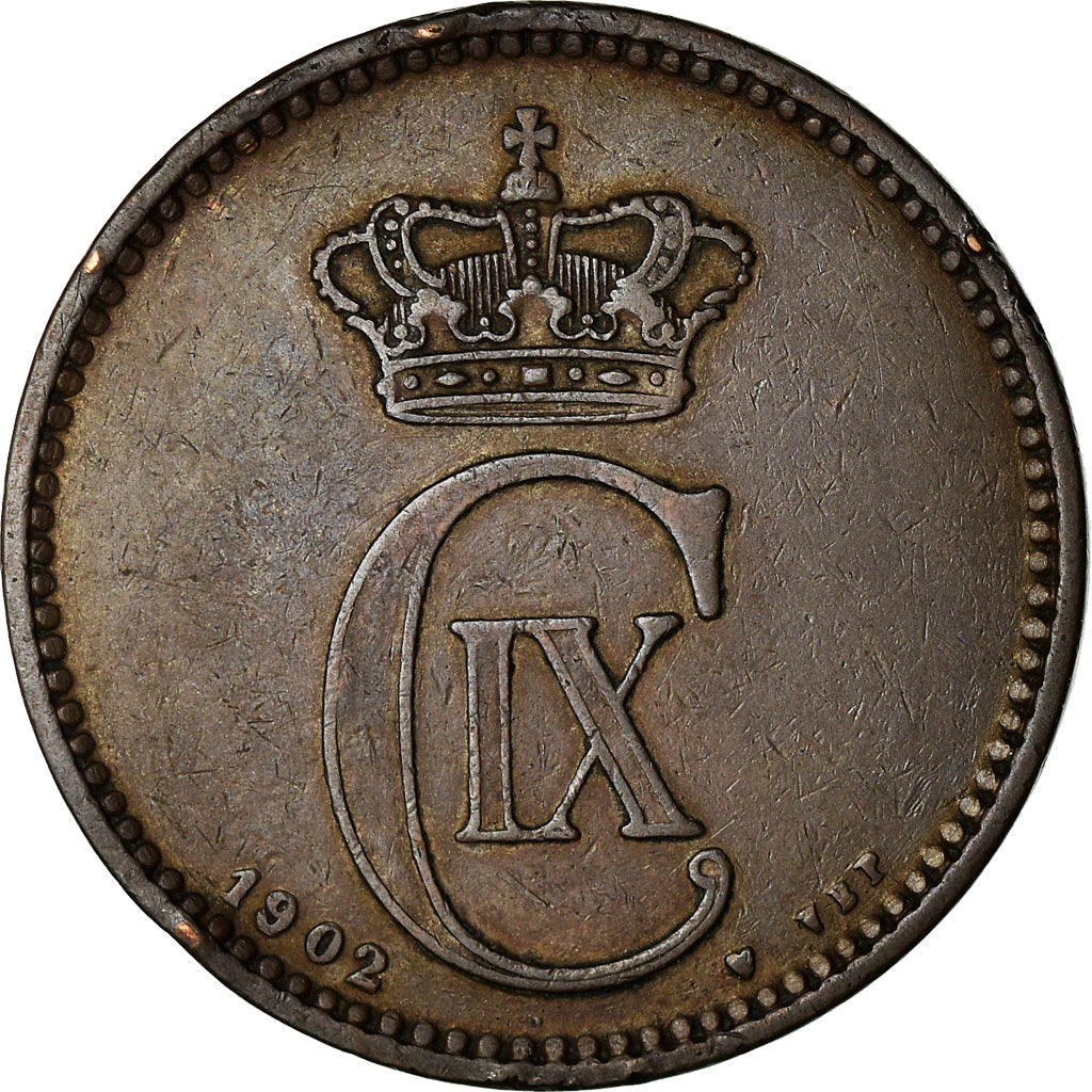 Coin, Denmark, Christian IX, 5 Öre, 1902, Copenhagen, VF(30-35), Bronze