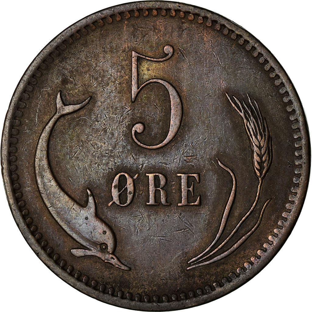 Münze, Dänemark, Christian IX, 5 Öre, 1874, Copenhagen, S+, Bronze, KM:794.1
