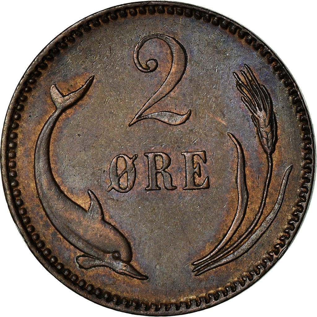 Moeda, Dinamarca, Christian IX, 2 Öre, 1881, Copenhagen, AU(55-58), Bronze