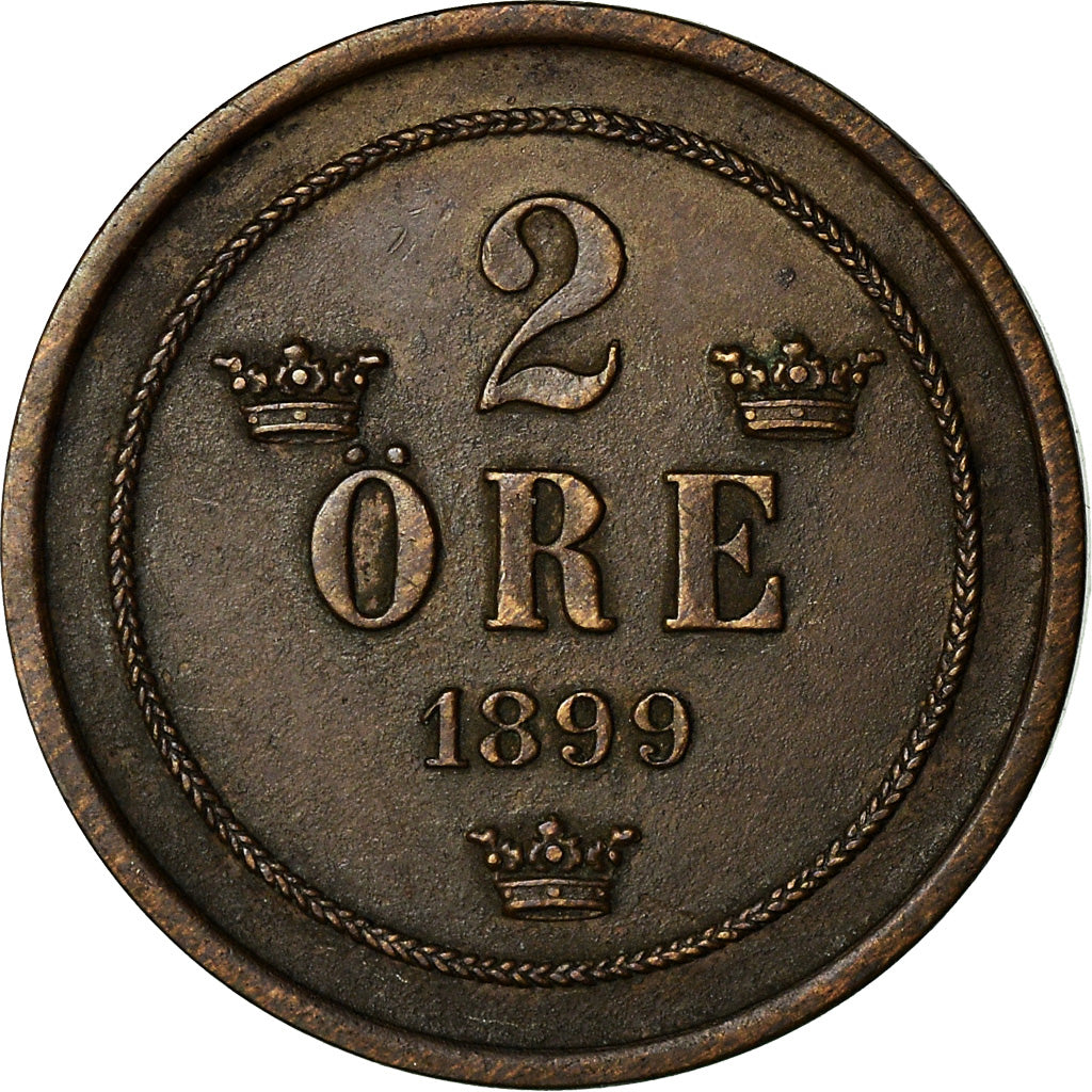 Coin, Sweden, Oscar II, 2 Öre, 1899, EF(40-45), Bronze, KM:746