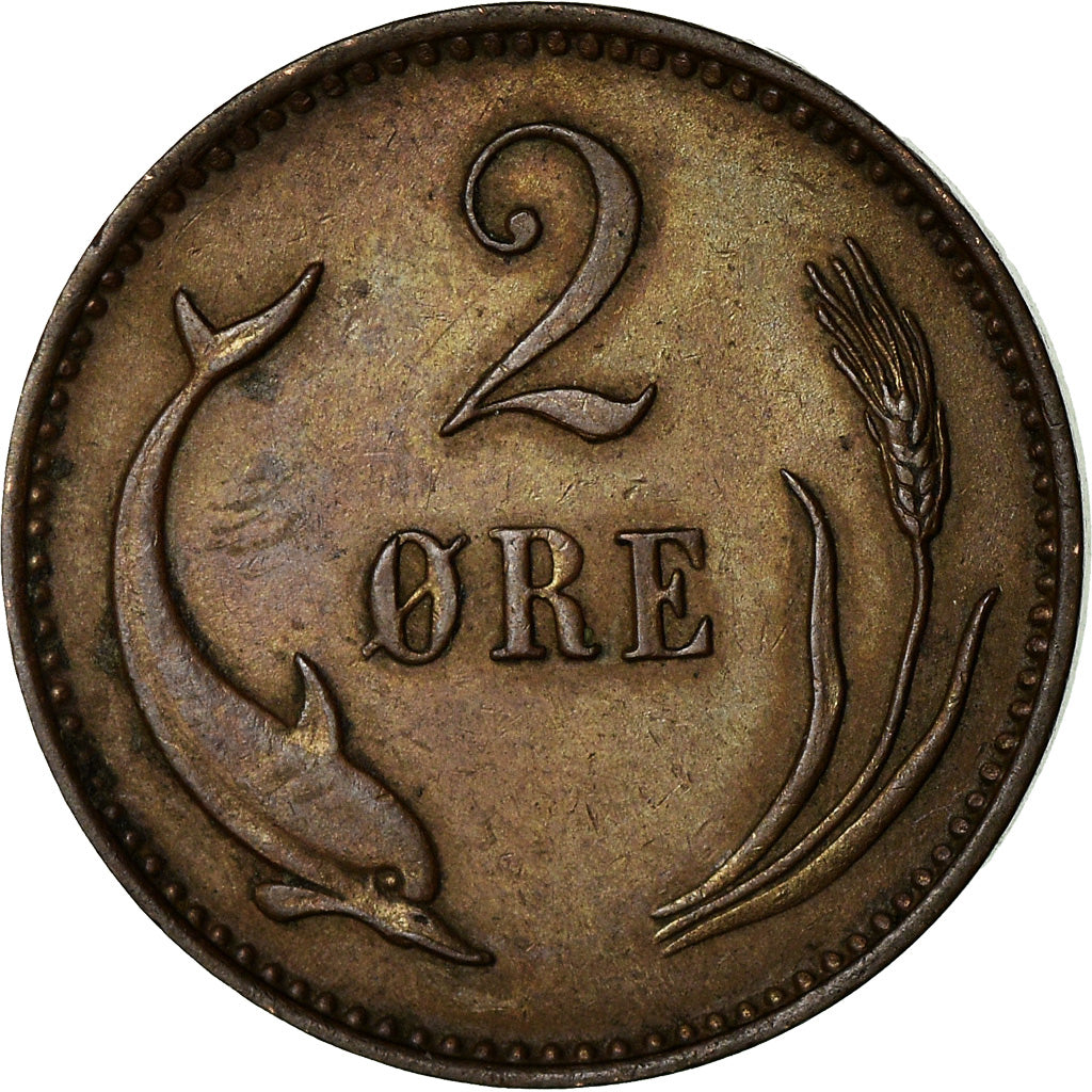 Coin, Denmark, Christian IX, 2 Öre, 1897, Copenhagen, EF(40-45), Bronze
