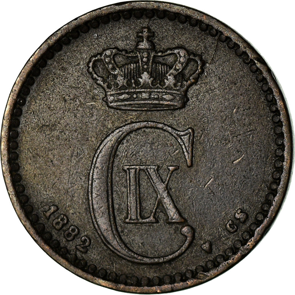 Münze, Dänemark, Christian IX, Ore, 1882, Copenhagen, SS, Bronze, KM:792.1