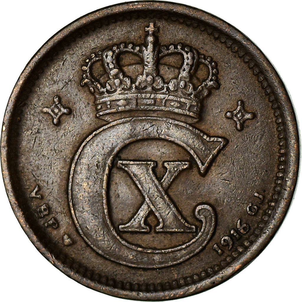 Coin, Denmark, Christian X, Ore, 1916, Copenhagen, EF(40-45), Bronze, KM:812.1