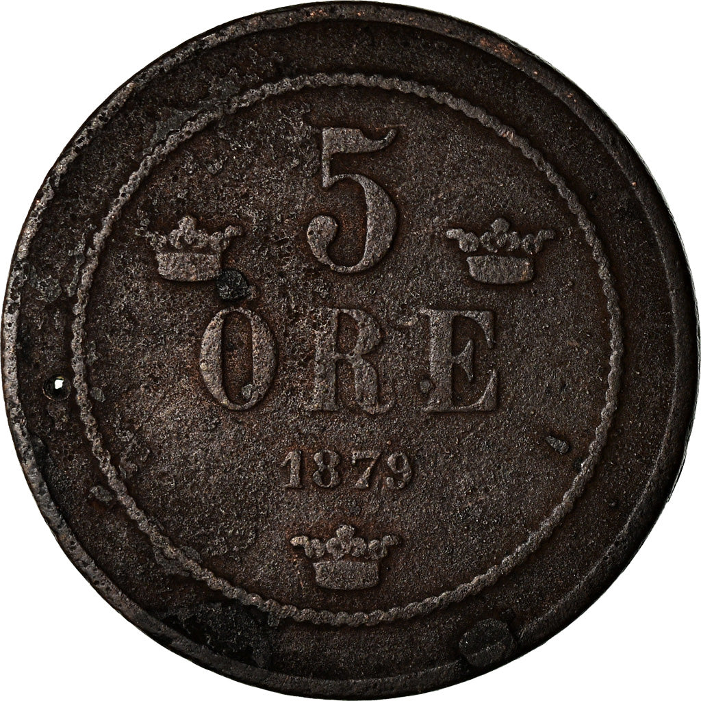 Coin, Sweden, Oscar II, 5 Öre, 1879, VF(20-25), Bronze, KM:736