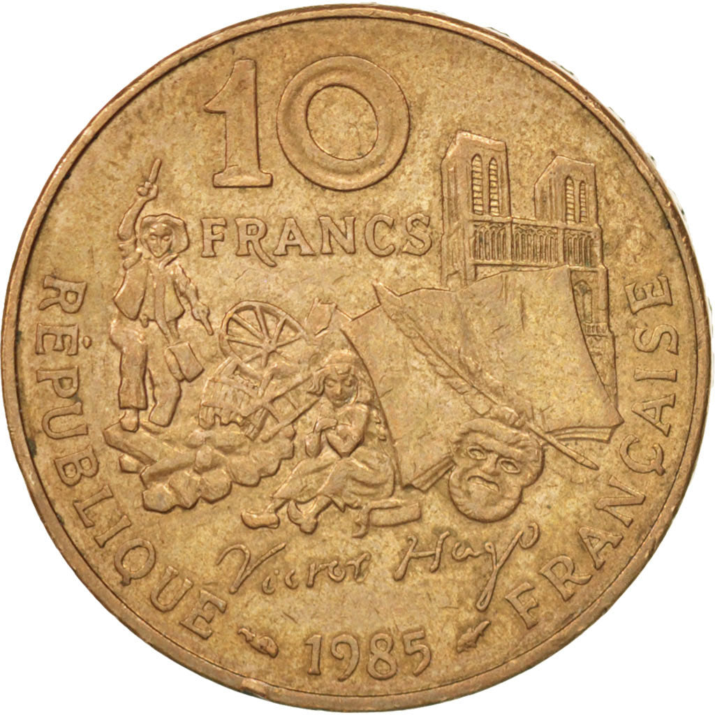 France, Victor Hugo,10 Francs,1985,AU(50-53),Nickel-Bronze,KM:956,Gadoury 819