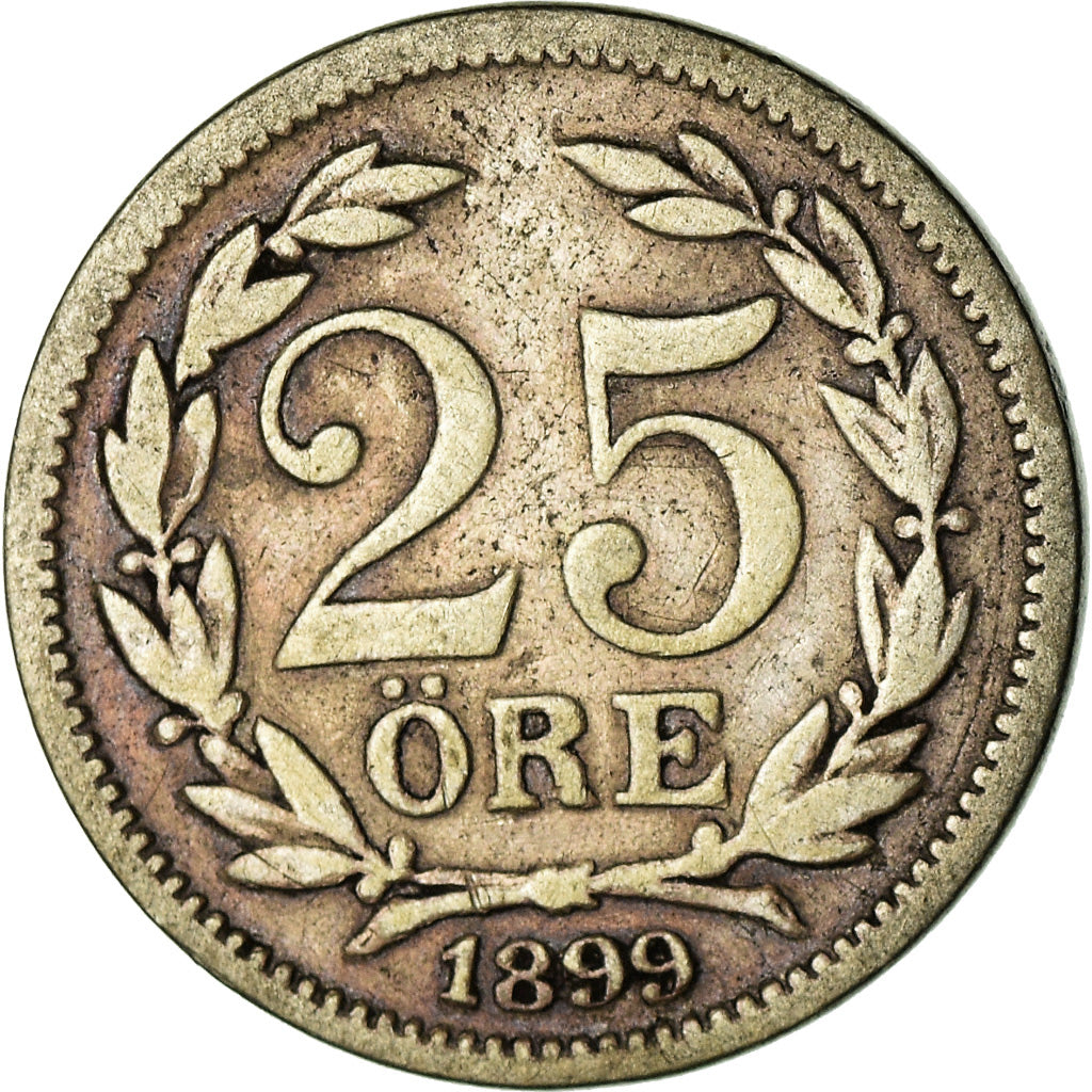 Coin, Sweden, Oscar II, 25 Öre, 1899, VF(20-25), Silver, KM:739