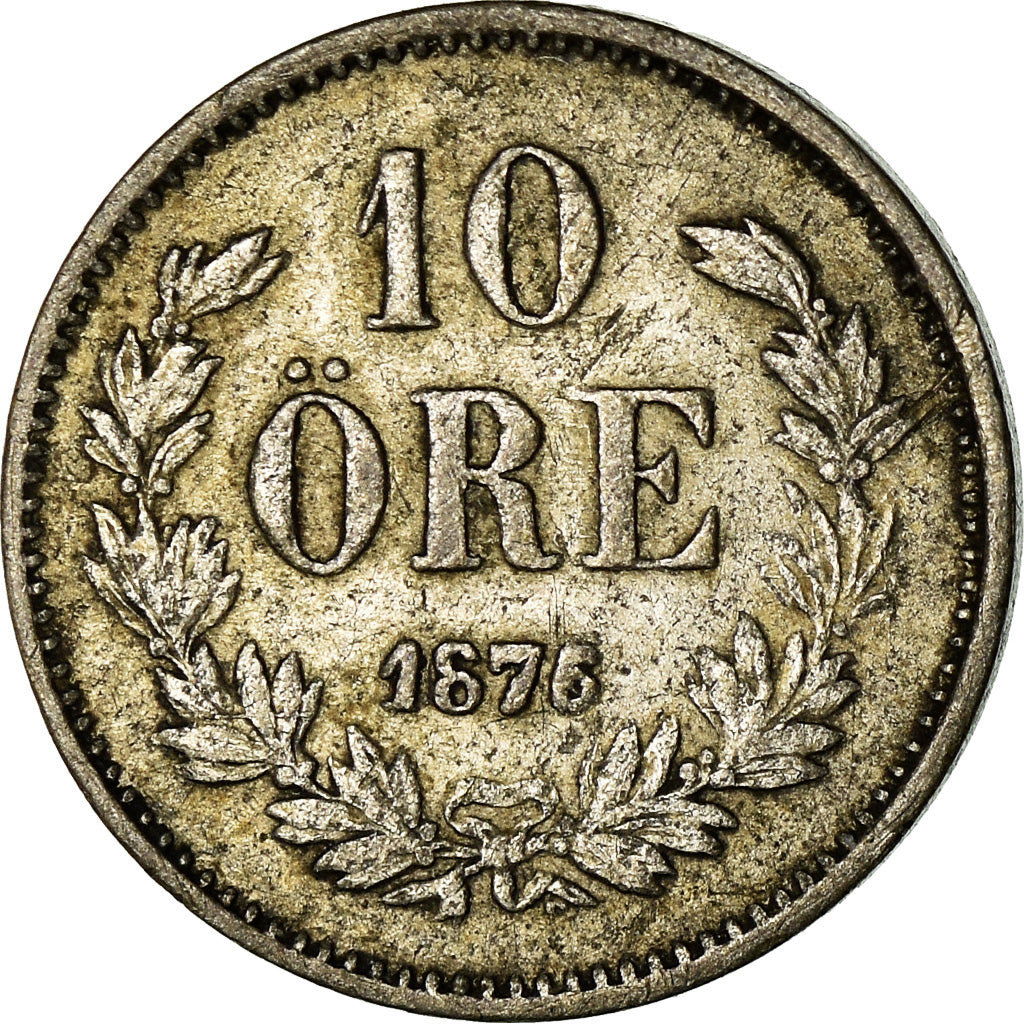 Coin, Sweden, Oscar II, 10 Öre, 1876, VF(30-35), Silver, KM:737