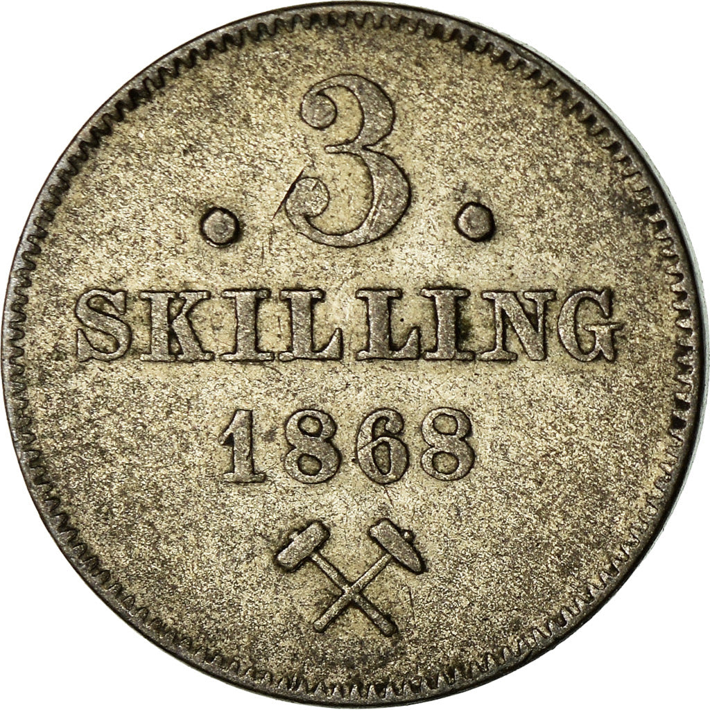 Coin, Norway, 3 Skilling, 1868, EF(40-45), Silver, KM:330.1