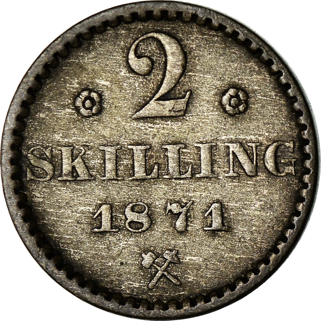 Coin, Norway, 2 Skilling, 1871, EF(40-45), Silver, KM:336.1