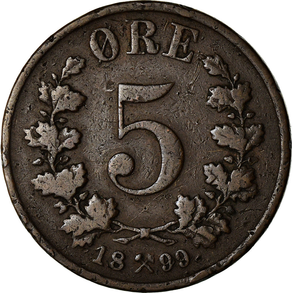 Coin, Norway, 5 Öre, 1899, VF(20-25), Bronze, KM:349