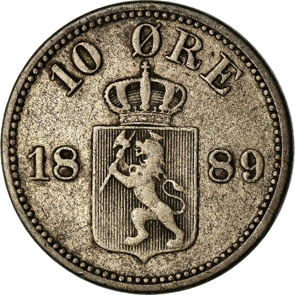 Moneta, Norvegia, 10 Öre, 1889, MB+, Argento, KM:350