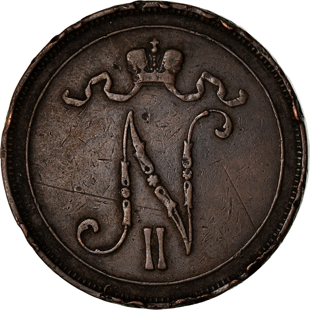 Coin, Finland, Nicholas II, 10 Pennia, 1907, VF(30-35), Copper, KM:14