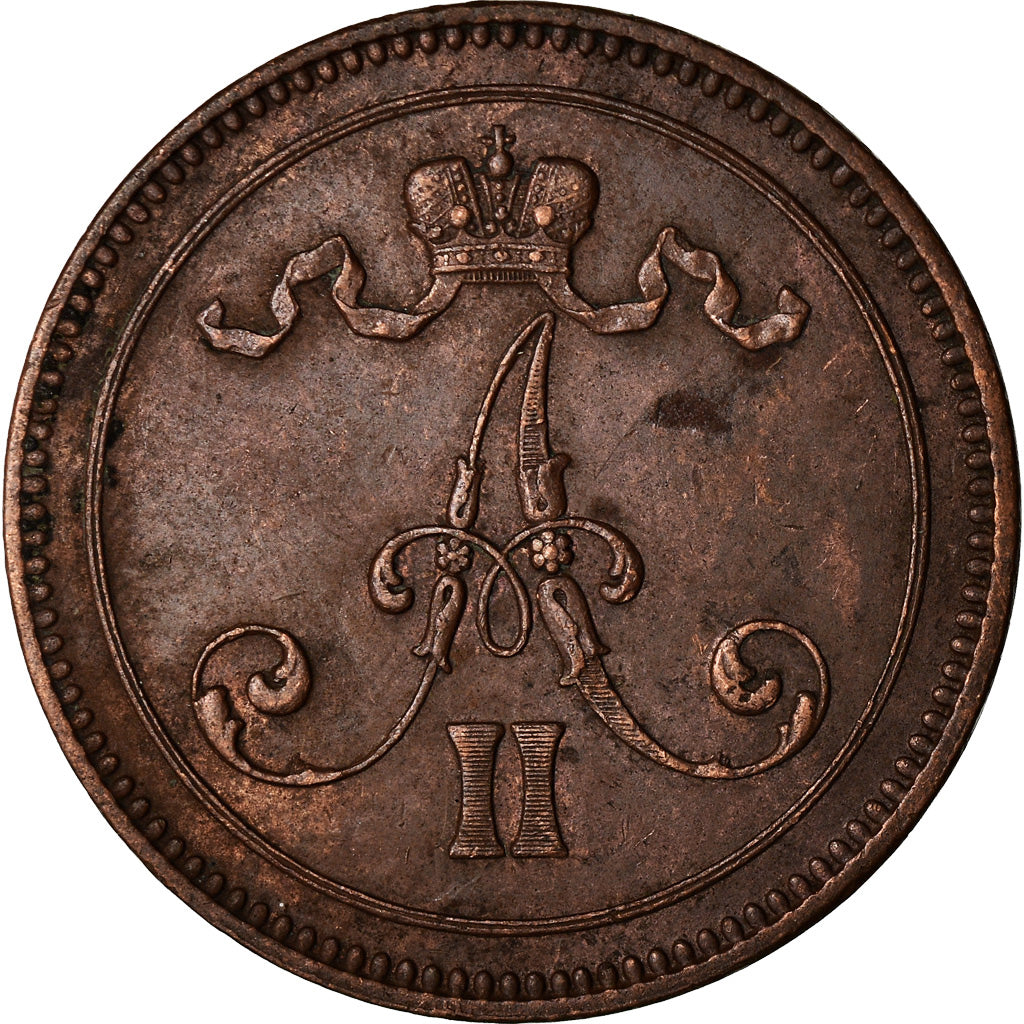 Monnaie, Finlande, Alexander II, 10 Pennia, 1865, TTB, Cuivre, KM:5.1