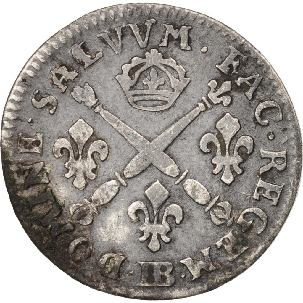 France,Louis XIV,5 Sols aux insignes,1/16 ECU, 1704,Strasbourg,KM 337.4, Gad 108