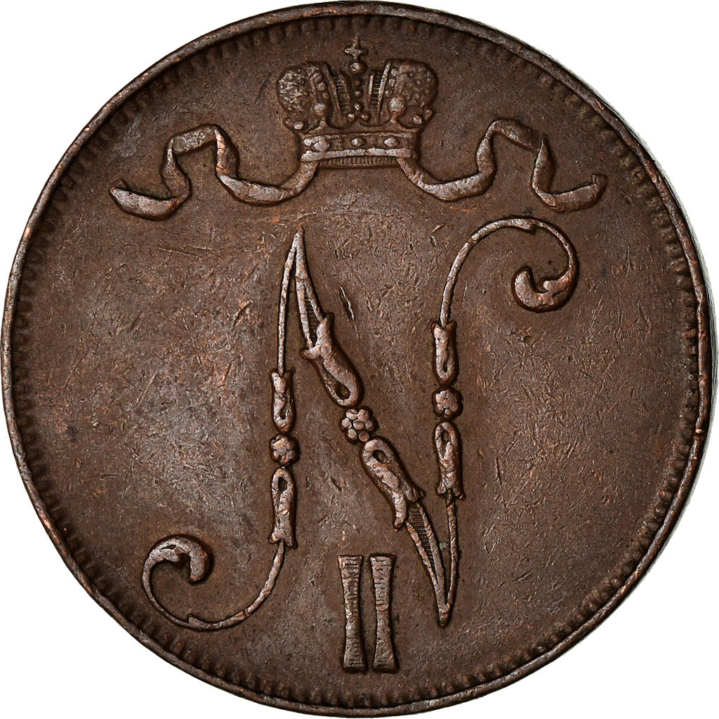 Coin, Finland, Nicholas II, 5 Pennia, 1915, EF(40-45), Copper, KM:15