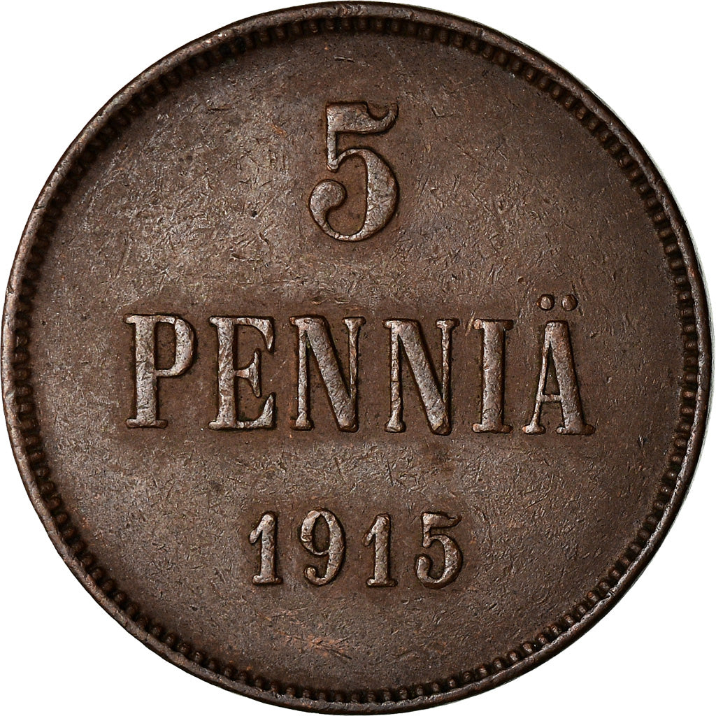 Coin, Finland, Nicholas II, 5 Pennia, 1915, EF(40-45), Copper, KM:15