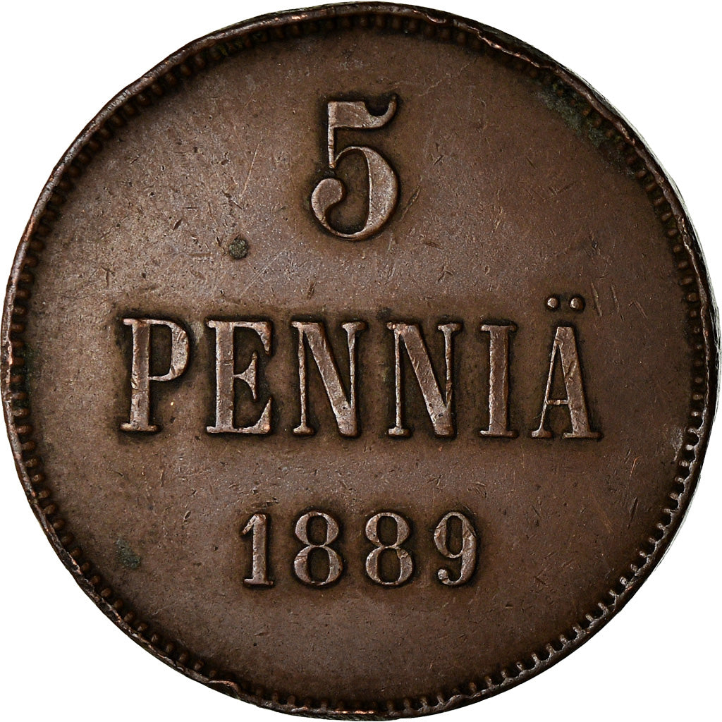 Coin, Finland, Alexander III, 5 Pennia, 1889, VF(30-35), Copper, KM:11