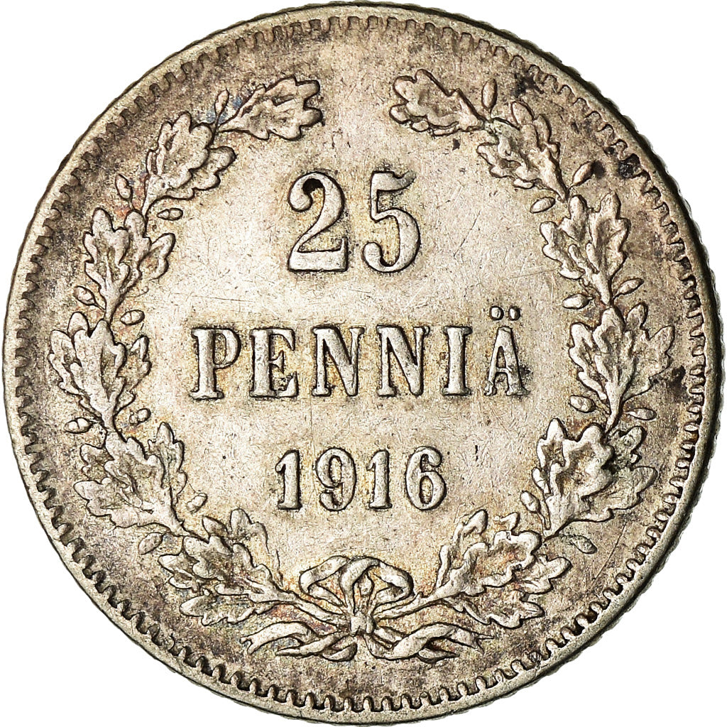 Coin, Finland, Nicholas II, 25 Penniä, 1916, EF(40-45), Silver, KM:6.2
