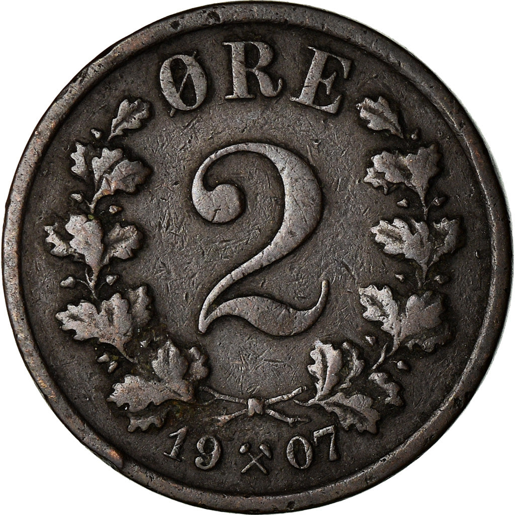 Coin, Norway, Haakon VII, 2 Öre, 1907, VF(30-35), Bronze, KM:362