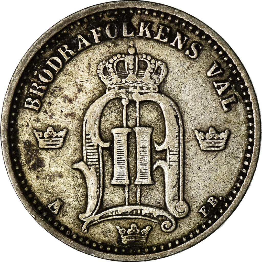 Coin, Sweden, Oscar II, 25 Öre, 1877, EF(40-45), Silver, KM:738