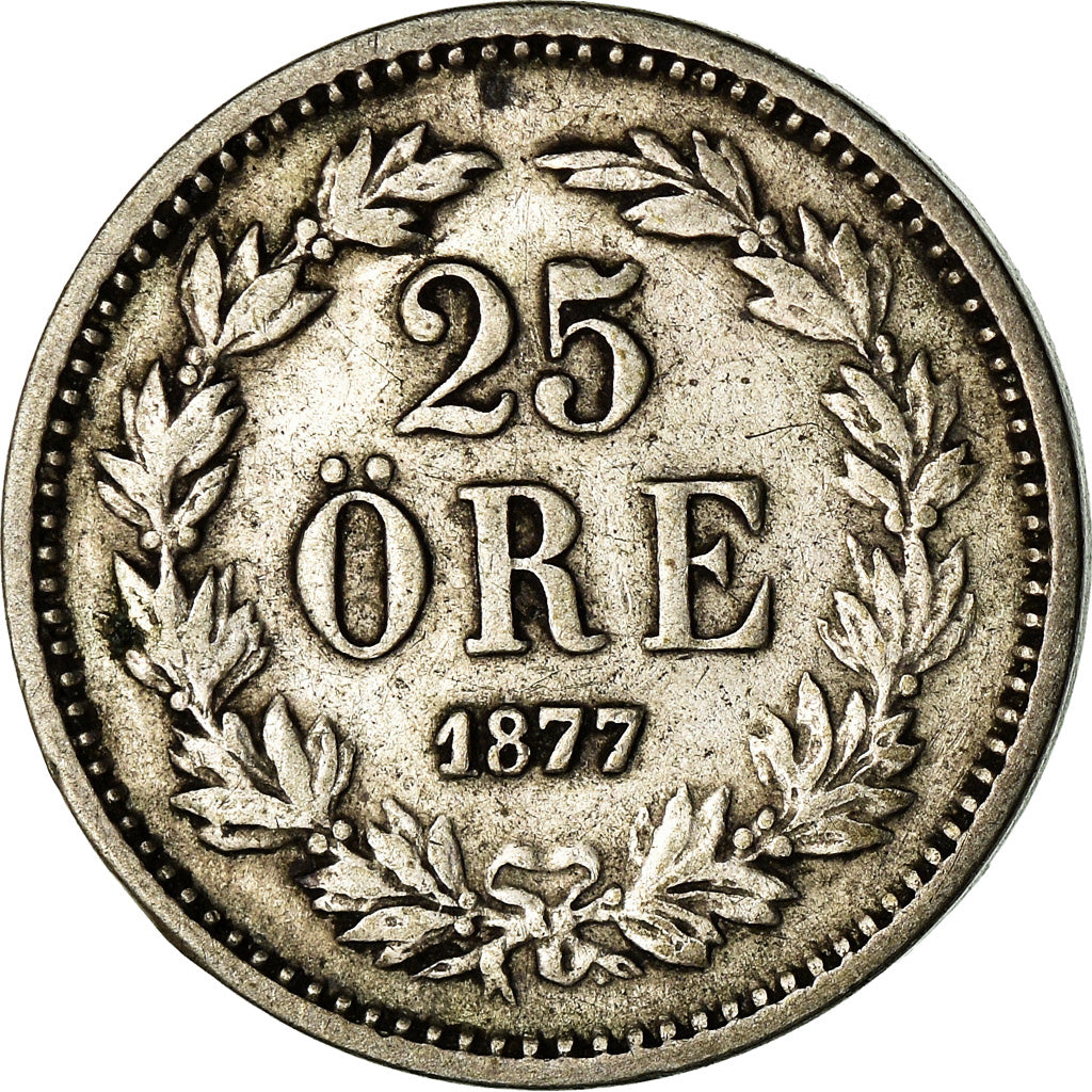 Coin, Sweden, Oscar II, 25 Öre, 1877, EF(40-45), Silver, KM:738