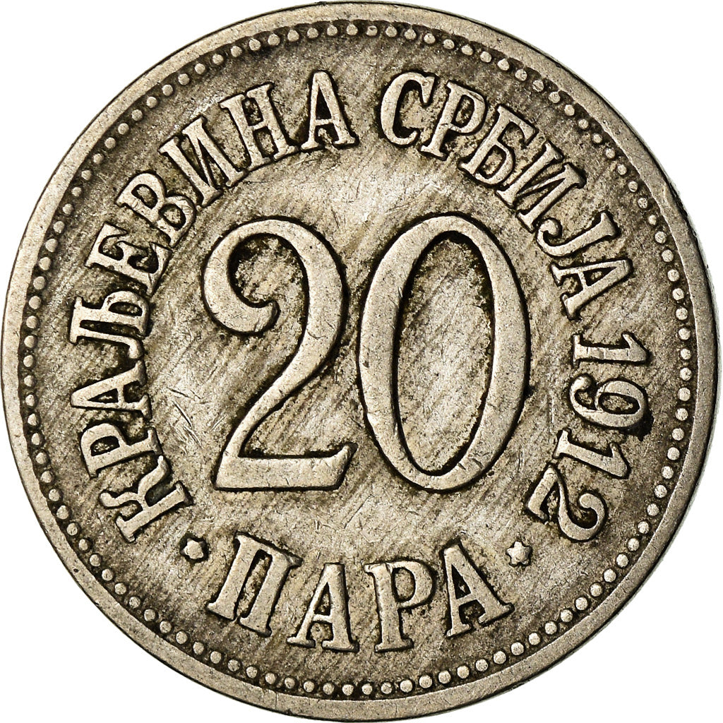 Coin, Serbia, Milan I, 20 Para, 1912, VF(30-35), Copper-nickel, KM:20