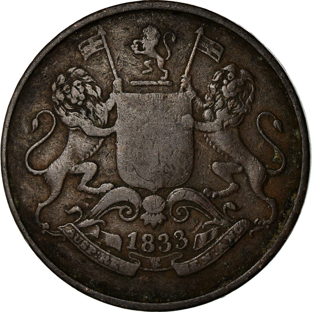 Monnaie, INDIA-BRITISH, BOMBAY PRESIDENCY, 1/4 Anna, Paisa, 1835, Calcutta, TB