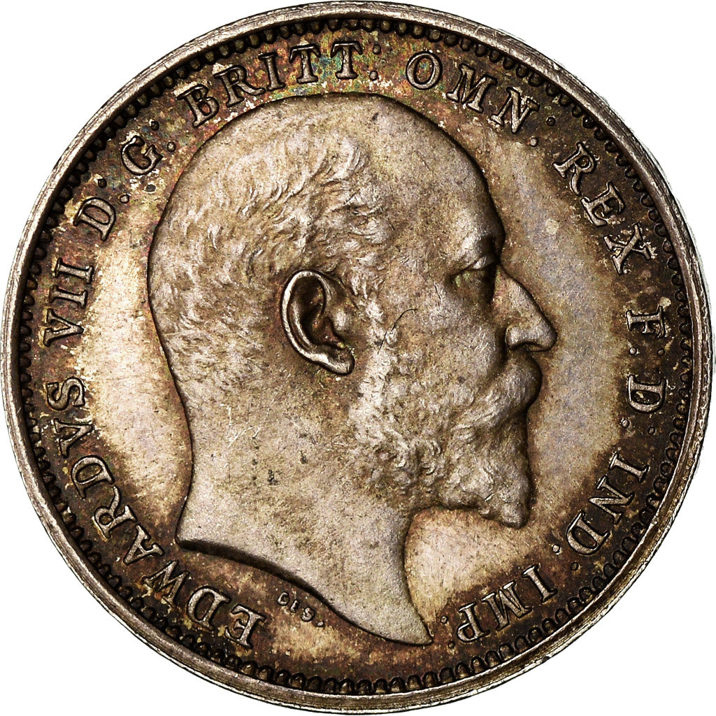 Coin, Great Britain, Edward VII, 4 Pence, Groat, 1906, AU(55-58), Silver, KM:798