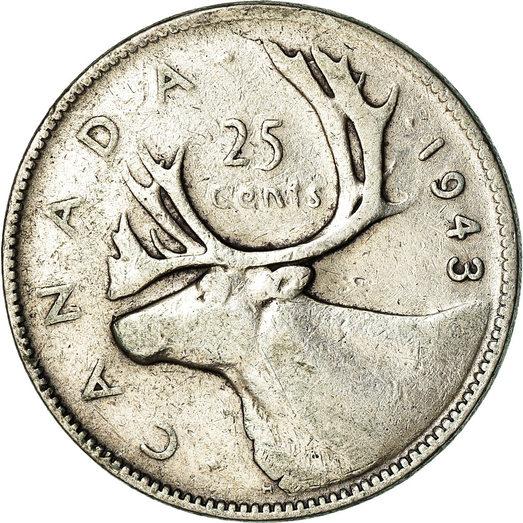 Münze, Kanada, George VI, 25 Cents, 1943, Royal Canadian Mint, Ottawa, S