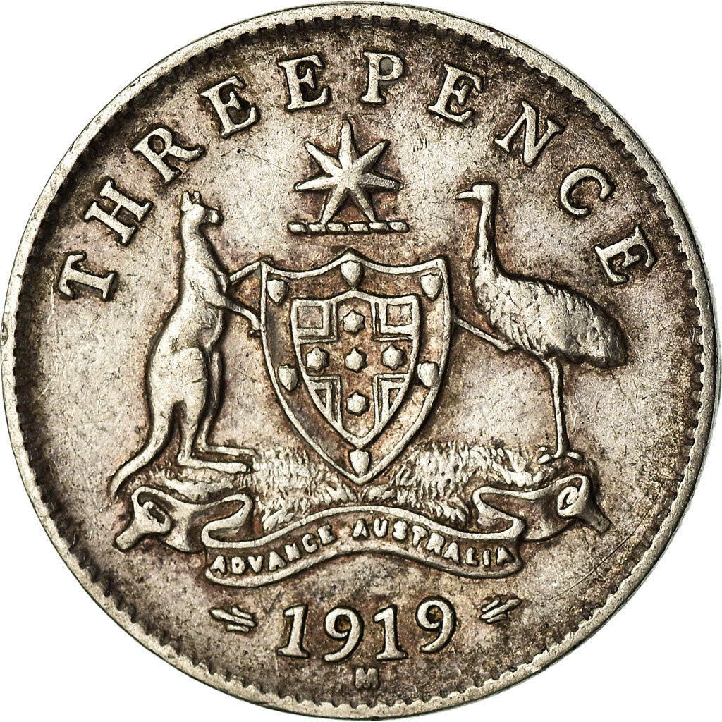 Coin, Australia, George V, Threepence, 1919, VF(30-35), Silver, KM:24
