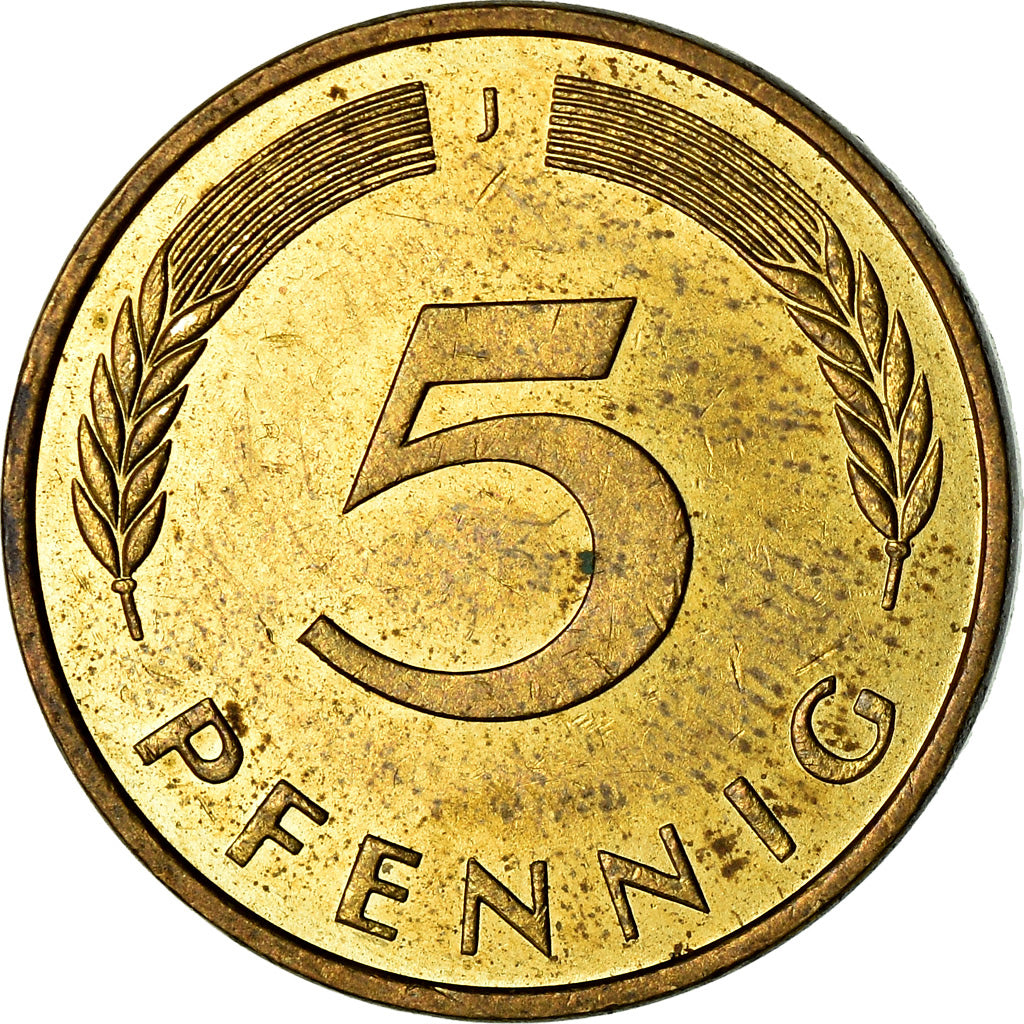 Monnaie, République fédérale allemande, 5 Pfennig, 1991, Hambourg, SUP, Brass