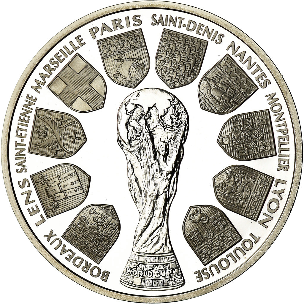 Munten, Frankrijk, Coupe du Monde 1998, 10 Francs, 1998, Paris, BE, FDC, Zilver