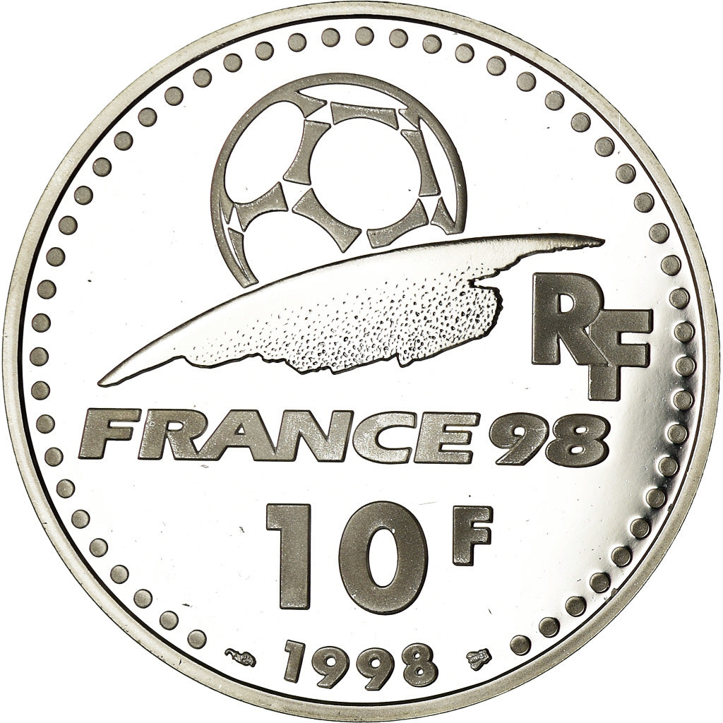 Munten, Frankrijk, Coupe du Monde 1998, 10 Francs, 1998, Paris, BE, FDC, Zilver