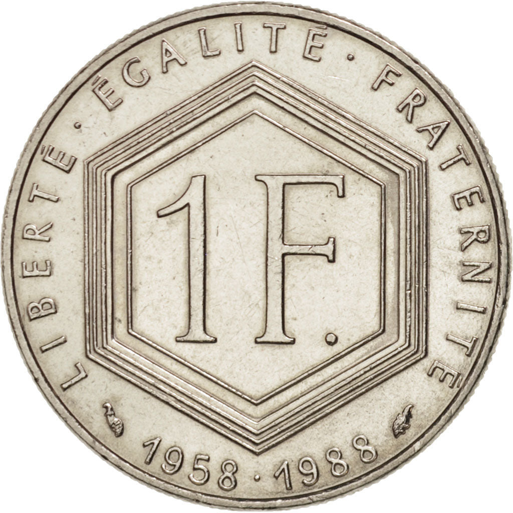 France, Charles de Gaulle, Franc,1988,Paris,MS(60-62),Nickel,KM:963, Gadoury 475