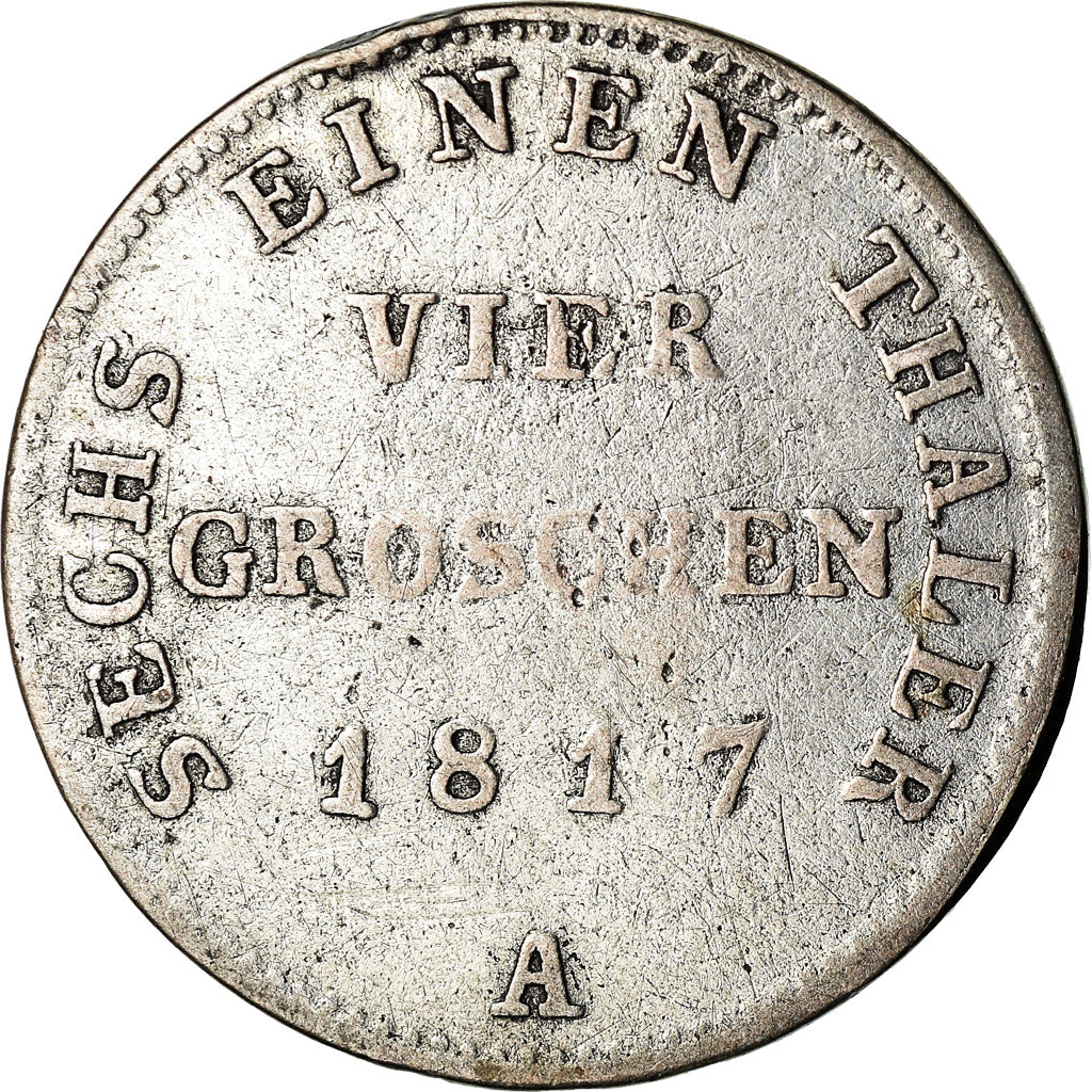 Münze, Deutsch Staaten, PRUSSIA, Friedrich Wilhelm III, 4 Groschen, 1817, SGE+