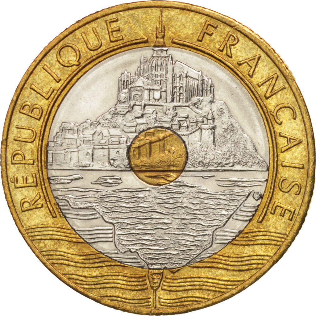 France,Mont Saint Michel,20 Francs,1995,MS(60-62),Tri-Metallic,KM:1008.2,Gad 871