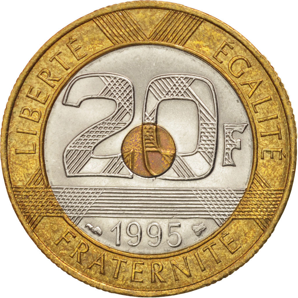 France,Mont Saint Michel,20 Francs,1995,MS(60-62),Tri-Metallic,KM:1008.2,Gad 871