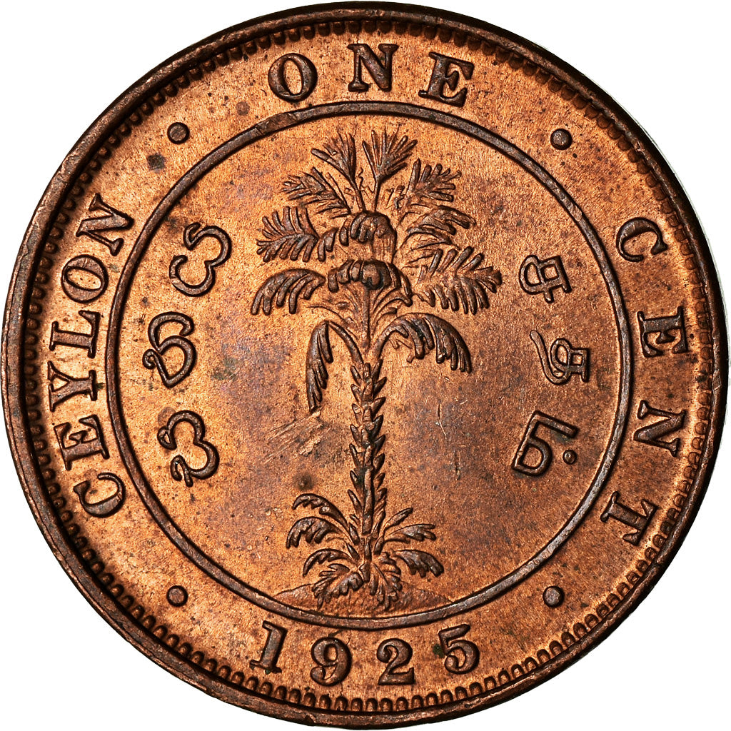 Munten, Ceylon, George V, Cent, 1925, ZF, Koper, KM:107