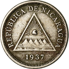 Moneda, Nicaragua, 5 Centavos, 1937, Heaton, MBC, Cobre - níquel, KM:12