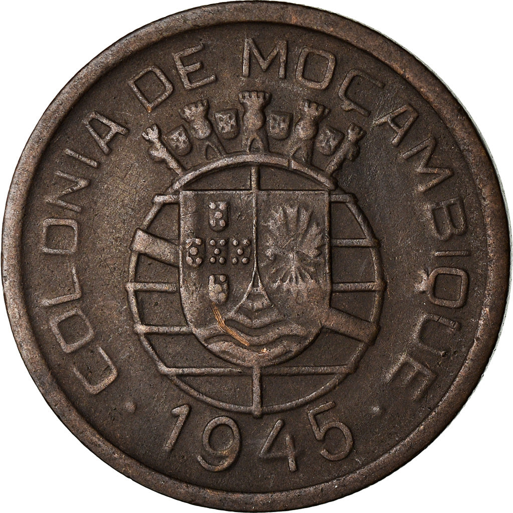 Coin, Mozambique, 50 Centavos, 1945, EF(40-45), Bronze, KM:73
