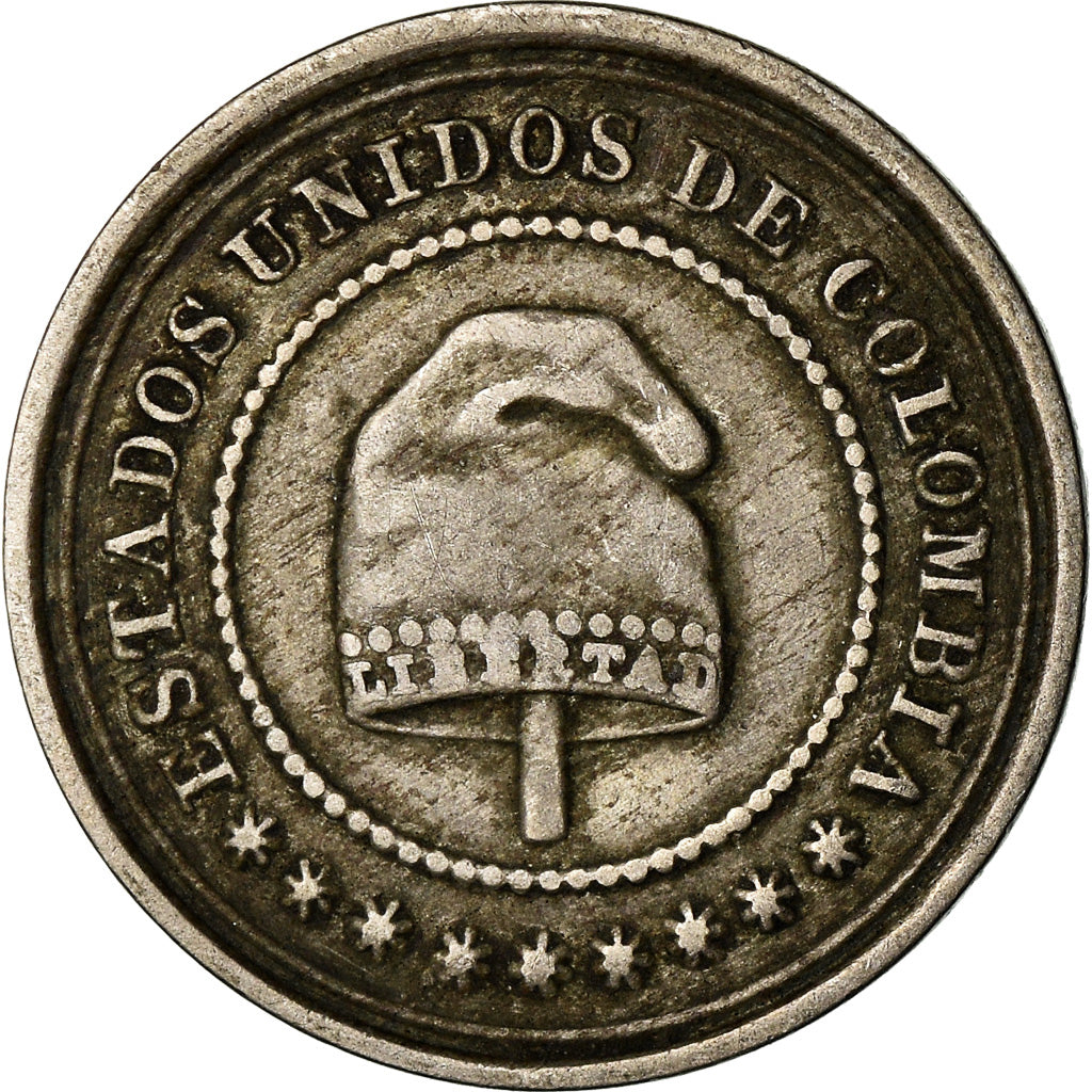 Moneda, Colombia, 2-1/2 Centavos, 1881, Scoville Mfg. Co., Waterbury, CT, USA