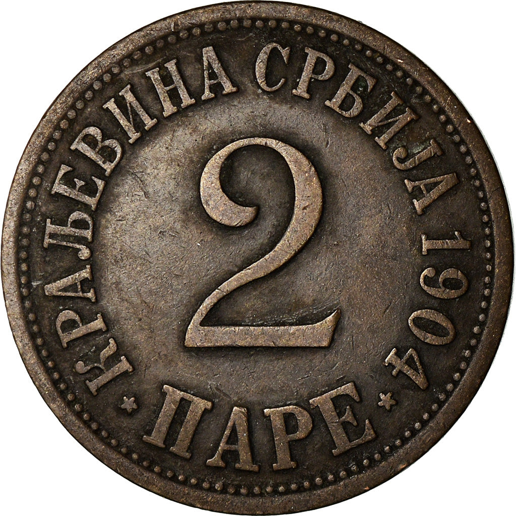 Coin, Serbia, Peter I, 2 Pare, 1904, EF(40-45), Bronze, KM:23