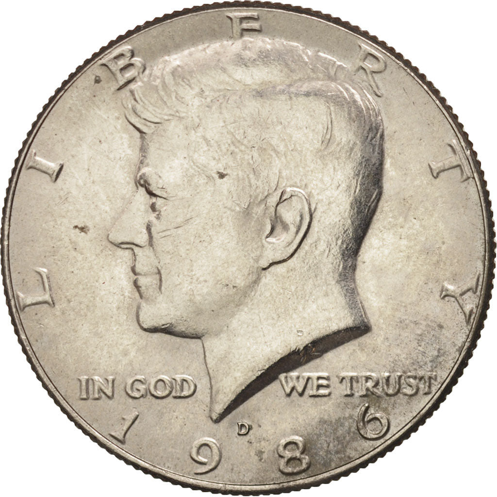 United States, Kennedy Half Dollar, 1986, U.S. Mint, Denver, AU(55-58),KM 202b