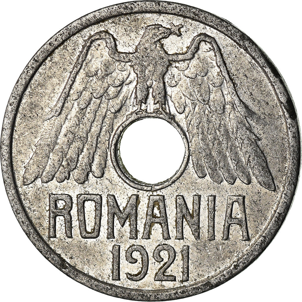 Moneta, Romania, Ferdinand I, 50 Bani, 1921, Huguenin Freres, MB+, Alluminio