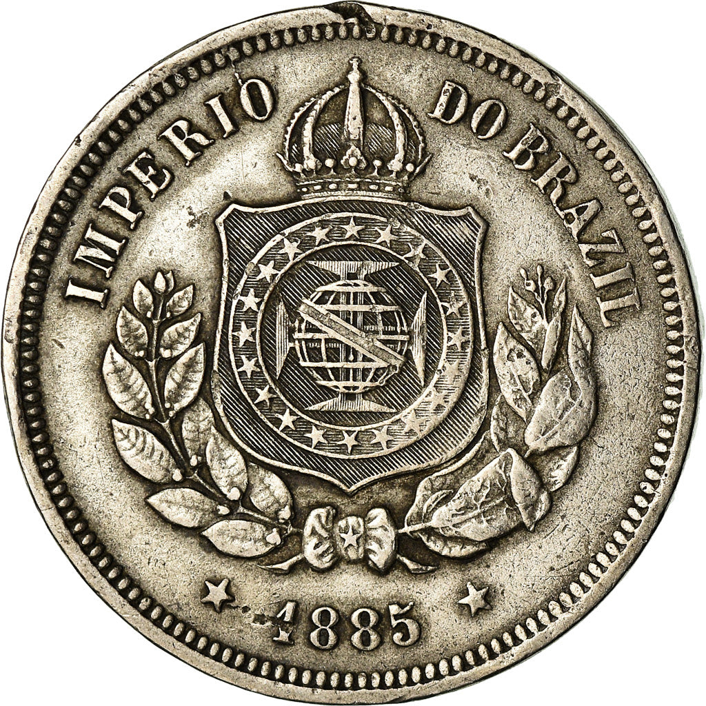 Coin, Brazil, Pedro II, 100 Reis, 1885, VF(30-35), Copper-nickel, KM:477