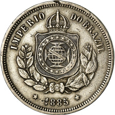 Coin, Brazil, Pedro II, 100 Reis, 1885, VF(30-35), Copper-nickel, KM:477