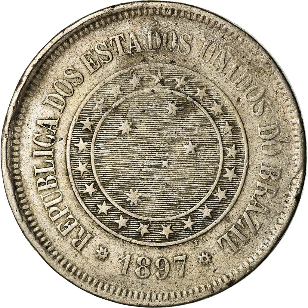 Coin, Brazil, 100 Reis, 1897, VF(30-35), Copper-nickel, KM:492